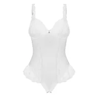 Obsessive Weddya body alb cu chilot deschis lenjerie intimă de mireasă - 75893473 - 5