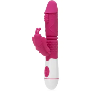 Vibrator cu două motoare, cu proeminențe de stimulare și fluturaș pentru clitoris - 73249595