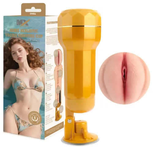 Vagină artificială realistă Abbie cu ventuză ajustabilă și vibrații - 78734214