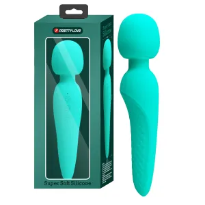 Vibrator verde super moale din silicon WAND 35 de vibrații - 74787914