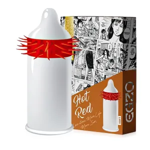 Prezervativ cu protuberanțe EGZO Hot Red - 72848954