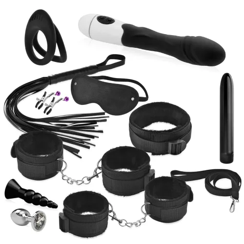 Set BDSM pentru cupluri - 2 vibratoare, 2 dopuri anale, inel, cătușe - 71453021