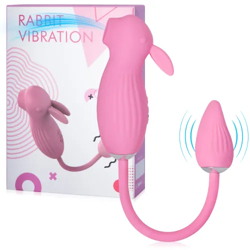 Iepuraș cu stimulator de supt și ou vibrant - 77453271