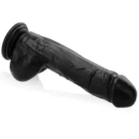 Dildo realist negru din silicon cu ventuză 22 cm - 72430634 - 2
