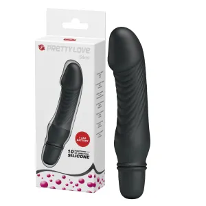 Mini vibrator negru din silicon pe baterii, 10 funcții de vibrație - 79218008