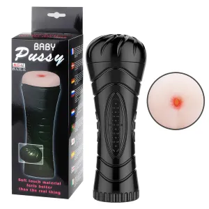 Pocă realistă artificială într-un tub negru anus - 74629671