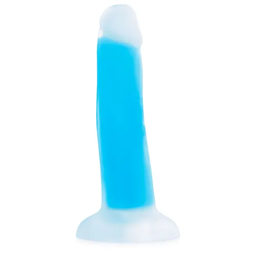 Dildo fluorescent albastru penis 14 cm strălucește în întuneric - 70509966