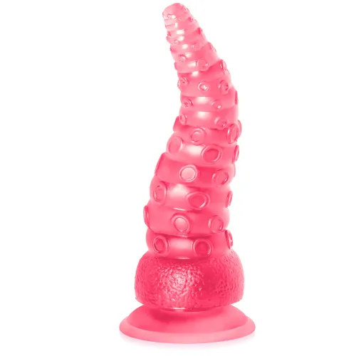 Dildo roz texturat flexibil de 21 cm în formă de tentacul - 78016721
