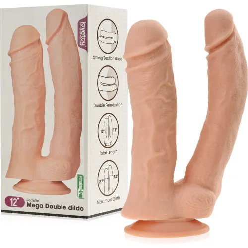 PENIS DUBLU GIGANT XXXL PENTRU PENETRARE VAGINALĂ ȘI ANUS DILDO GIGANT PE VENTUZĂ - 76979567