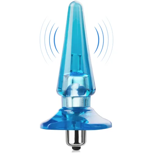 Buton anal albastru cu vibrații, plug gelatinos, 7 vibrații – 75314694