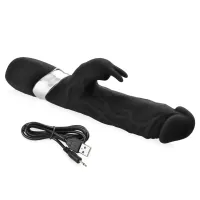 Vibrator negru cu protuberanță pentru stimulare dublă, 7 opțiuni de vibrație - 75640353 - 2