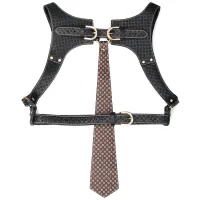 Rebellion ham de piele senzual cu cravată și inel BDSM - 79373440 - 5