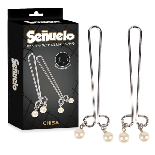 Set de cleme de sfârcuri din oțel cu perle BDSM - 73380197