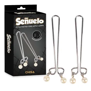 Set de cleme de sfârcuri din oțel cu perle BDSM - 73380197