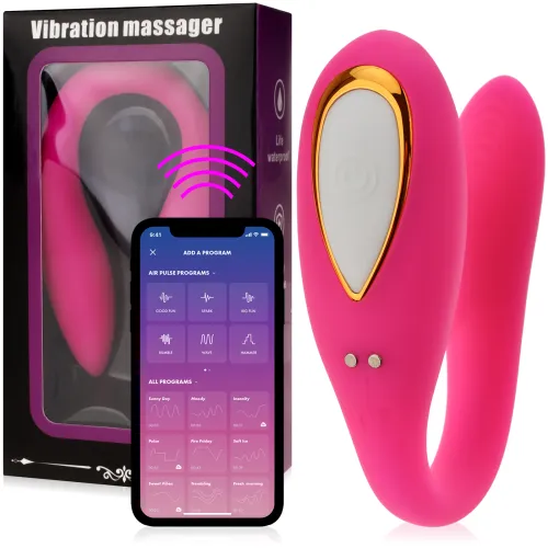 Vibrator cu două motoare pentru masaj, pentru cupluri și masturbare controlat de aplicație - 70083459