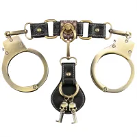 Rebellion cătușe BDSM din aur cu elemente din piele și cheițe Rebellion - 79453188 - 4