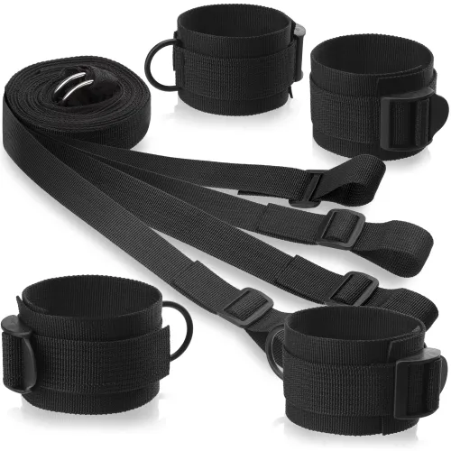 Set cătușe pentru mâini și picioare cu chingi de fixare sub saltea - 77694644