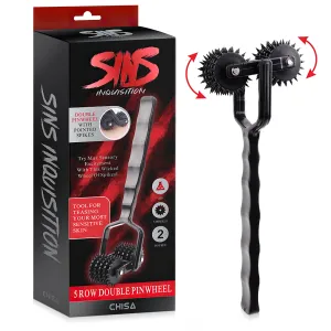 Cilindru negru dublu cu roți iritante spinoase pentru BDSM - 71590600