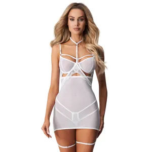 Obsessive Arrowel tricou alb + choker și benzi pentru coapse - 76402025