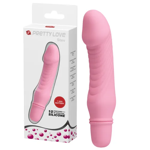 Mini vibrator roz din silicon pe baterii, 10 funcții de vibrație - 71839724