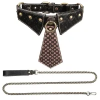 Rebellion set de piele BDSM guler cu cravată și lesă 120 cm - 70580710 - 5