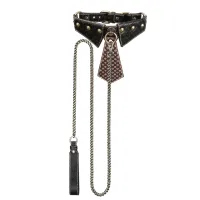 Rebellion set de piele BDSM guler cu cravată și lesă 120 cm - 70580710 - 6