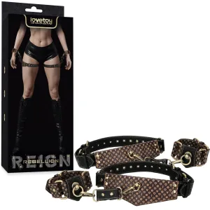 Rebellion ham pentru BDSM din piele curele pentru coapse + cătușe pentru mâini - 75589662