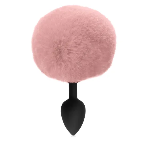 Plug anal din silicon roz cu puf pompon 12 cm - 78071194