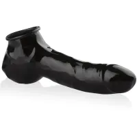 MANȘON PENTRU PENIS ȘI TESTICULE NEGRU DIN LATEX - DSR 0529109 - 2
