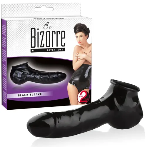MANȘON PENTRU PENIS ȘI TESTICULE NEGRU DIN LATEX - DSR 0529109