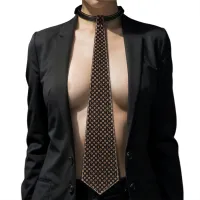 Cravată BDSM reglabilă din piele ecologică Rebellion cu model - 74869705 - 4