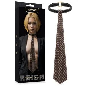 Cravată BDSM reglabilă din piele ecologică Rebellion cu model - 74869705