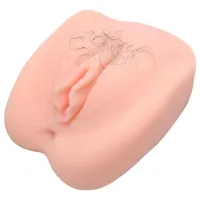 Vagin artificial realist cu vibrații și păr pubian + telecomandă - 78005976 - 2