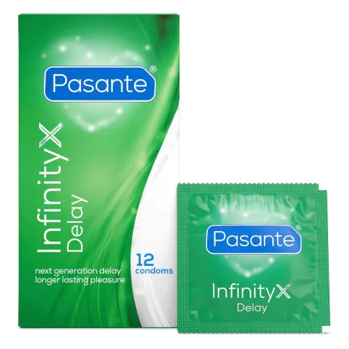 Prezervative pentru întârzierea ejaculării Pasante Infinity X Delay 12 buc - 79986046