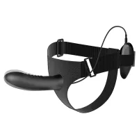 Centură neagră cu dildo vibrator 18,5 cm pegging - 78192200 - 3