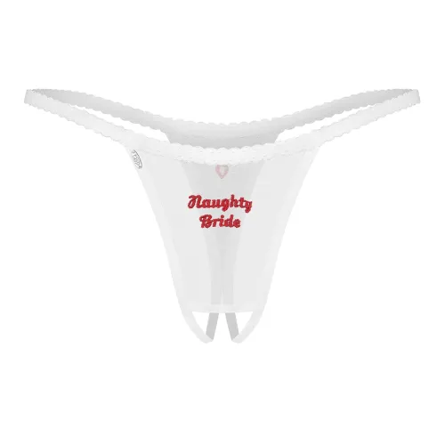Obsessive Weddya Bride tanga cu deschidere în față lenjerie de mireasă - 72431464