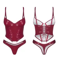 Obsessive Redya set lenjerie bordo corset + chiloți tanga - 74948775 - 6