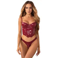 Obsessive Redya set lenjerie bordo corset + chiloți tanga - 74948775 - 5