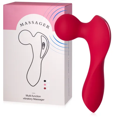 Mini masaj roșu pentru femei cu 10 opțiuni de vibrație - 78493416