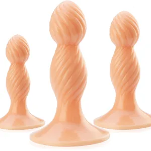 SET DE TREI DOPURI ANALE CU VENTUZE  PLUG STRIAT  – 74152773