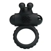 Inel erectil vibrant negru cu stimulator pentru clitoris - 75153218 - 5
