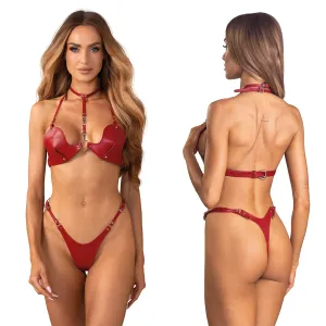 Obsessive Inferro set roșu sutien + chilot tanga - 74564042