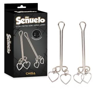 Set de cleme de sârmă din oțel pentru sfârcuri cu inimioare BDSM - 76740812