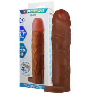 Manșon realist pentru mărirea penisului maro + 7,6 cm - 73726611